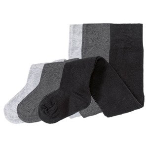lupilu® Chlapecké punčochové kalhoty BIO, 3 kusy (98/104, světle šedá / tmavě šedá / černá)