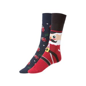 LIVERGY® Pánské vánoční ponožky, 2 páry (43/46, námořnická modrá / červená )