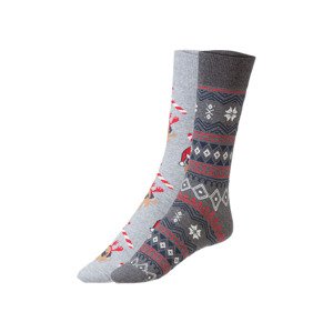 LIVERGY® Pánské vánoční ponožky, 2 páry (43/46, navy modrá / šedá)