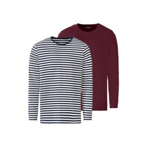 LIVERGY® Pánské triko s dlouhými rukávy, 2 kusy (L (52/54), černobílá/červená)
