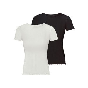 esmara® Dámské triko, 2 kusy (adult#female#ne, L (44/46), černá/krémová)