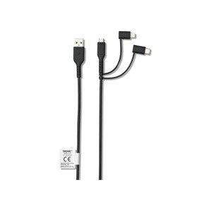TRONIC® Datový a nabíjecí kabel 3 v 1, USB-C, Li (černá)