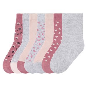 lupilu® Dívčí ponožky BIO, 7 párů (child 2 years onwards#female, 27/30, květiny / světle růžová / šedá)