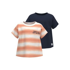 lupilu® Chlapecké triko Bio, 2 kusy (98/104, navy modrá / oranžová)