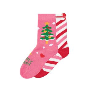 pepperts!® Dívčí vánoční termo ponožky s BIO bavlno (31/34, růžová/bílá/červená)