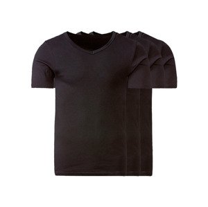 LIVERGY® Pánské spodní triko, 3 kusy (adult#male#ne, 4/S, černá, "V" výstřih)