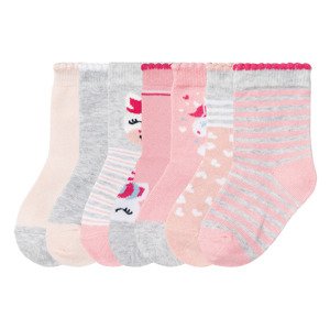 lupilu® Dívčí ponožky s BIO bavlnou, 7 párů  (27/30, světle růžová / růžová / šedá)