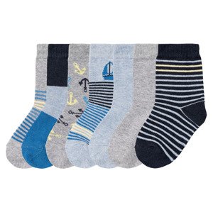 lupilu® Chlapecké ponožky s BIO bavlnou, 7 párů  (19/22, kotva / šedá / modrá / námořnická modrá / žlutá)
