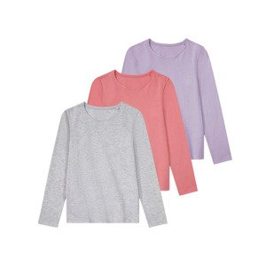 pepperts!® Dívčí triko s dlouhými rukávy, 3 kusy (child#female, 146/152, fialová/růžová/šedá)