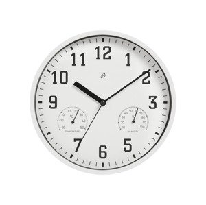 AURIOL® Nástěnné hodiny s teploměrem a vlhkoměre (bílá)