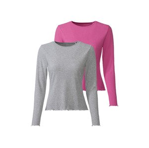 esmara® Dámské triko s dlouhými rukávy, 2 kusy (S (36/38), růžová/šedá)