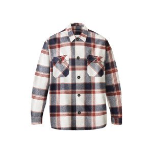 LIVERGY® Pánský flanelový overshirt (adult#male#ne, S (44/46), bílá/červená)
