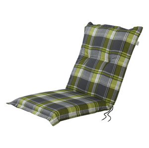 LIVARNO home Potah na židli / křeslo Valencia, 97 x 42 x 8 cm (polyester#polstrovaný#podsedák#ne#zahradní židle#Vzorovaný, káro/zelená/šedá)