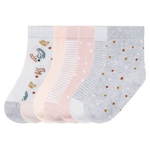 lupilu® Dívčí ponožky s BIO bavlnou, 7 párů  (child 2 years onwards#female, 19/22, bílá/růžová/šedá)