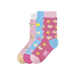 Fun Socks Dětské ponožky, 3 páry (29-34, růžová/zajíc)