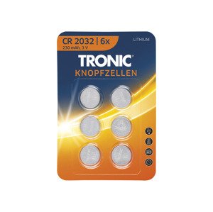 TRONIC® Knoflíkové baterie, 6 kusů (lithiové baterie CR 2032)