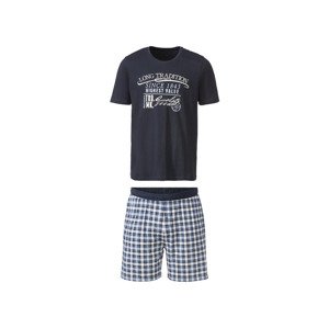 LIVERGY® Pánské pyžamo (S (44/46), kostka / námořnická modrá)