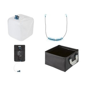 Rocktrail Solární sprcha, 25 l / Kanystr na vodu, 20 l / Kempinkový dřez / Šňůra na prádlo