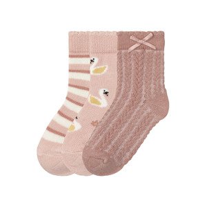 lupilu® Dívčí ponožky s BIO bavlnou, 3 páry (11/14, labuť/růžová/pruhy)
