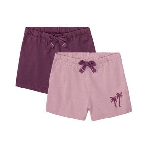 lupilu® Dětské šortky, 2 kusy (98/104, růžová / lila fialová)