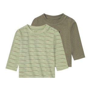 lupilu® Dětské triko s dlouhými rukávy BIO, 2 ku (50/56, zelená / tmavě zelená)
