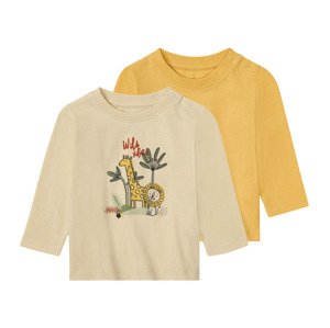 lupilu® Dětské triko s dlouhými rukávy BIO, 2 kusy (50/56, béžová/žlutá)