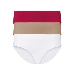 esmara® Dámské bezešvé kalhotky, 3 kusy (L (44/46), červená/béžová/bílá)