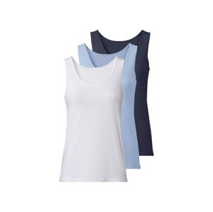esmara® Dámské tílko, 3 kusy (L (44/46), navy modrá / modrá / bílá)