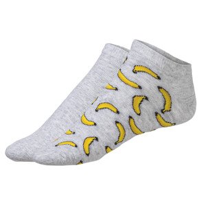 Dámské / Pánské nízké ponožky, 2 páry (35/38, šedá/banány)