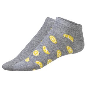 Dámské / Pánské nízké ponožky, 2 páry (35/38, světle šedá / citrony)