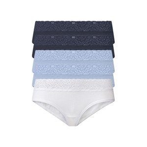 esmara® Dámské krajkové kalhotky, 5 kusů (M (40/42), navy modrá / světle modrá / bílá)