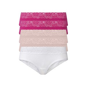 esmara® Dámské krajkové kalhotky, 5 kusů (XS (32/34), růžová / světle růžová / bílá)