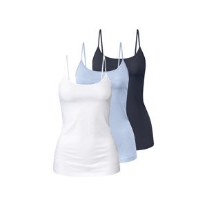 esmara® Dámský top se špagetovými ramínky, 3 kusy (XS (32/34), navy modrá / modrá / bílá)