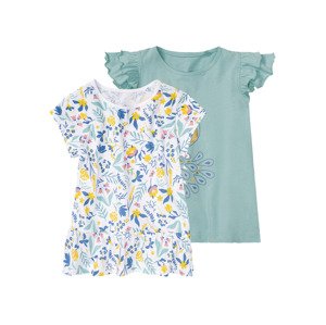lupilu® Dětské triko, 2 kusy (98/104, bílá vzorovaná / modrá)