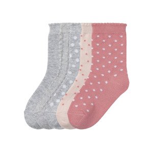 lupilu® Dívčí ponožky s BIO bavlnou, 5 párů  (23/26, meruňková/šedá/bílá/mintová)