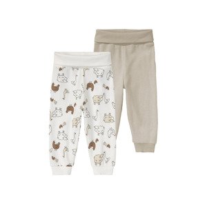 lupilu® Chlapecké kalhoty „Jogger" s BIO bavlnou, 2 kusy (50/56, bílá/béžová)