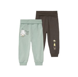 lupilu® Chlapecké kalhoty „Jogger" s BIO bavlnou, 2 kusy (50/56, tmavě hnědá / mintová)