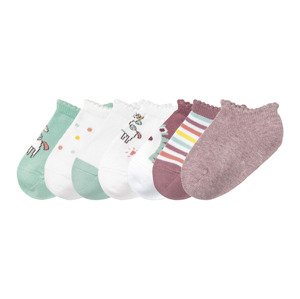 lupilu® Dívčí ponožky s bio bavlnou, 7 párů (19/22, zelená/bílá/světle růžová)