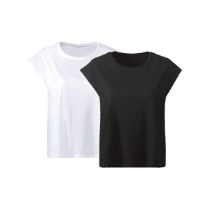 esmara® Dámské triko, 2 kusy (M (40/42), černá/pruhovaná)