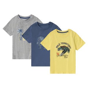 lupilu® Chlapecké triko, 3 kusy (122/128, žlutá/šedá/modrá)