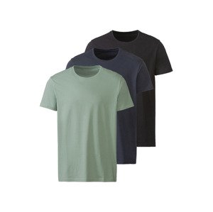 LIVERGY® Pánské triko, 3 kusy (XL (56/58), zelená / námořnická modrá / černá)