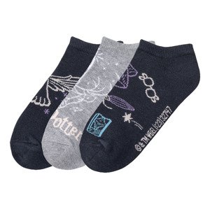 Dívčí nízké ponožky Harry Potter, 3 páry (31/34, navy modrá / šedá)