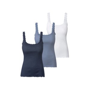 esmara® Dámský krajkový top, 3 kusy (M (40/42), navy modrá / modrá / bílá)