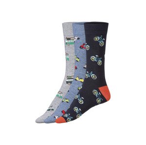 LIVERGY® Pánské ponožky, 3 páry (39/42, šedá / světle modrá / navy modrá )