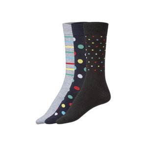 LIVERGY® Pánské ponožky, 3 páry (43/46, navy modrá / šedá / černá)