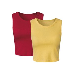 esmara® Dámský žebrovaný crop top s BIO bavlnou, (XS (32/34), červená/žlutá)