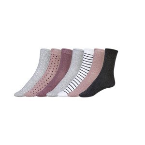 esmara® Dámské ponožky s BIO bavlnou, 7 párů (39/42, šedá / světle růžová / bordó / černá)