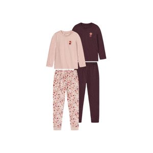 lupilu® Dívčí pyžamo BIO, 2 kusy (98/104, světle růžová / bordó)