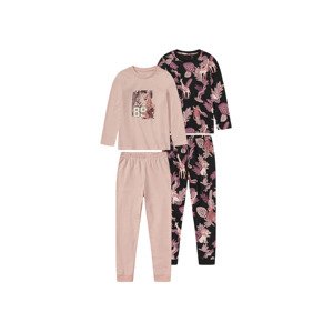 lupilu® Dívčí pyžamo BIO, 2 kusy (98/104, růžová / černá vzorovaná)