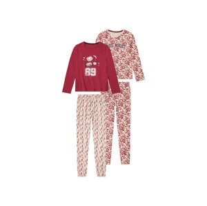 pepperts!® Dívčí pyžamo BIO, 2 kusy (134/140, růžová / červená vzorovaná )